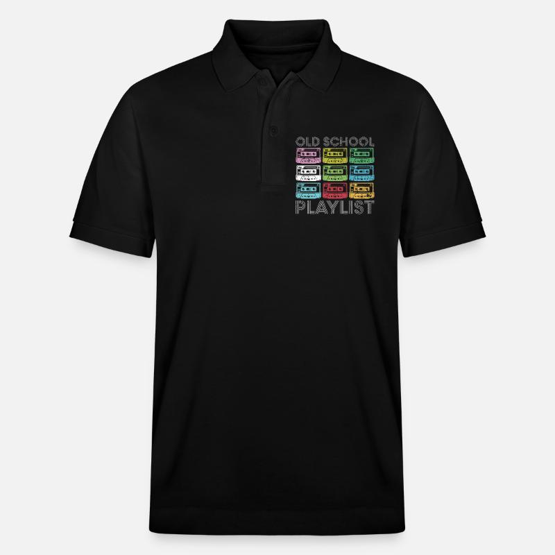 Tirage en grille de cassettes arc-en-ciel - Polo PREPSTER bio Stanley/Stella Unisexe - noir