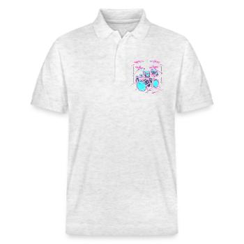 Trapset Drawing - Stanley/Stella Unisex Organic Polo Shirt PREPSTER - heather white - Front - Roxy (174cm) & Andy (188cm)