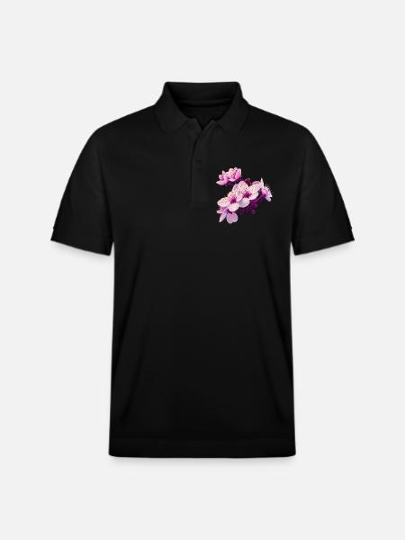 Pink Blossom - Stanley/Stella Unisex Bio-Poloshirt PREPSTER - Schwarz