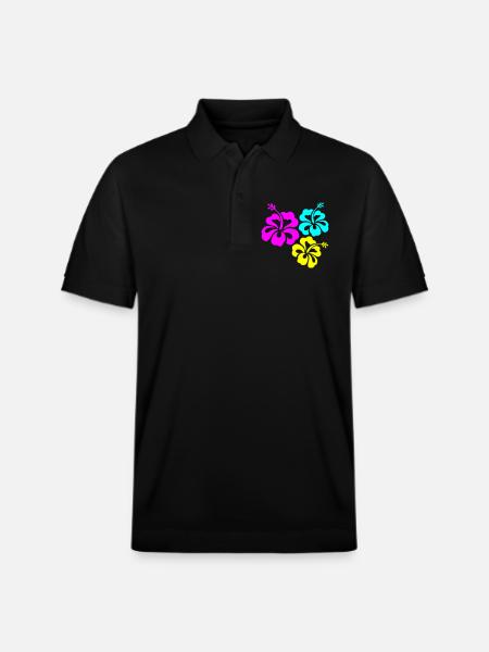 Hibiskus Hibiskusblüte hibiscus - Stanley/Stella Unisex Organic Polo Shirt PREPSTER - black