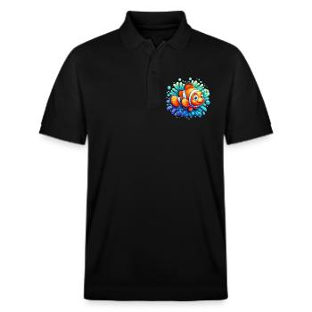 Clownfisch - Stanley/Stella Unisex Bio-Poloshirt PREPSTER - Schwarz - Vorne - Roxy (174cm) & Andy (188cm)