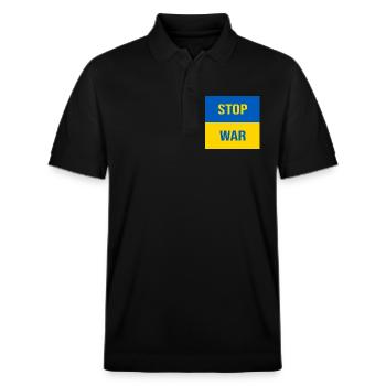 Stop War - Stanley/Stella Unisex Organic Polo Shirt PREPSTER - black - Front - Roxy (174cm) & Andy (188cm)
