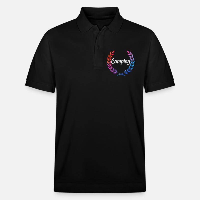 Camping Farblaurel Script - Stanley/Stella Unisex Bio-Poloshirt PREPSTER - Schwarz