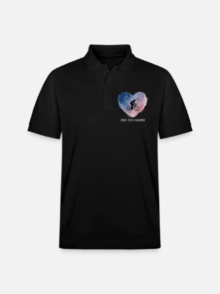 Aquarell-Herz-Fahrt - Stanley/Stella Unisex Bio-Poloshirt PREPSTER - Schwarz