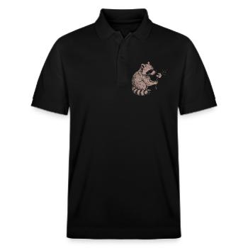 Whimsical Raccoon Dandelion Vintage Sketch Animal - Stanley/Stella Unisex Bio-Poloshirt PREPSTER - Schwarz - Vorne - Roxy (174cm) & Andy (188cm)