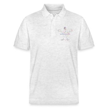 DJ Femme jouant de la musique, mixeur d’instruments, dessin d’instrument - Polo PREPSTER bio Stanley/Stella Unisexe - blanc chiné - Devant - Roxy (174cm) & Andy (188cm)
