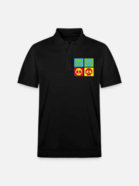 Skulls and four-colour printing - Stanley/Stella Unisex Organic Polo Shirt PREPSTER - black