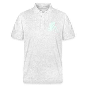 Radfahrer Silhouette Mint - Stanley/Stella Unisex Bio-Poloshirt PREPSTER - Weiß meliert - Vorne - Roxy (174cm) & Andy (188cm)