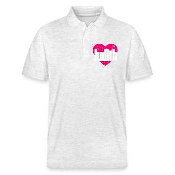 I Love Judith Pinkes Herz Ich liebe Judith - Stanley/Stella Unisex Bio-Poloshirt PREPSTER - Weiß meliert - Vorne - Roxy (174cm) & Andy (188cm)
