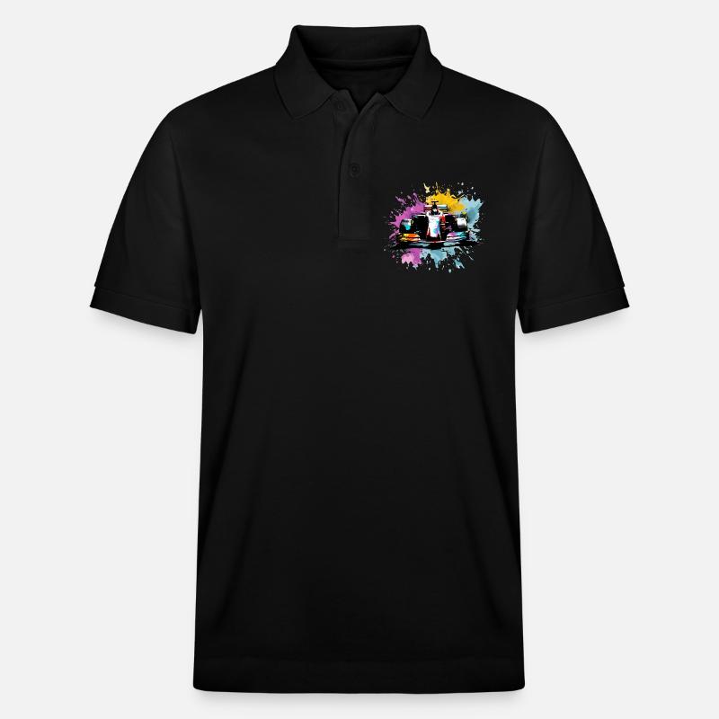 Bunte Splash Art Rush Rennfahrer-Rennen - Stanley/Stella Unisex Bio-Poloshirt PREPSTER - Schwarz