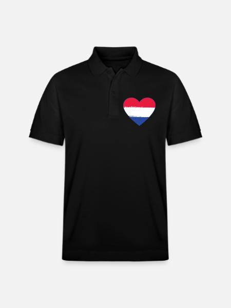 Holland Flag Heart used - Stanley/Stella Unisex Organic Polo Shirt PREPSTER - black