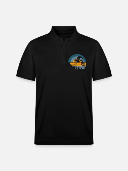 Sunset MTB Jump Silhouette - Stanley/Stella Unisex Organic Polo Shirt PREPSTER - black