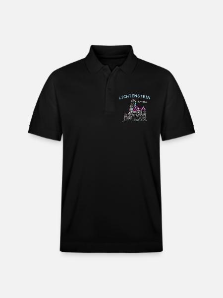 Lichtenstein Castle, Germany, Hand Drawing - Stanley/Stella Unisex Organic Polo Shirt PREPSTER - black