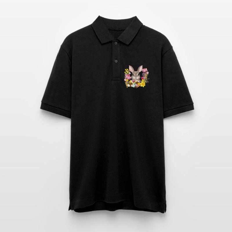 Easter Wreath & Easter Eggs with Rabbit as Easter Bunny Stanley/Stella Unisex Organic Polo Shirt PREPSTER