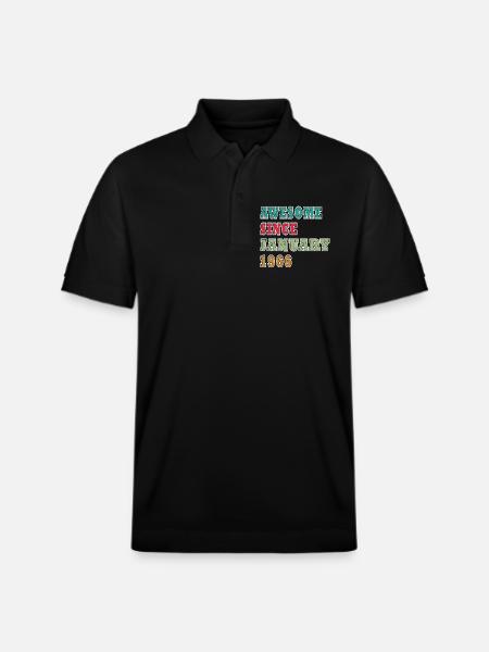 60th Birthday Original January Vintage 1966 - Stanley/Stella Unisex Organic Polo Shirt PREPSTER - black