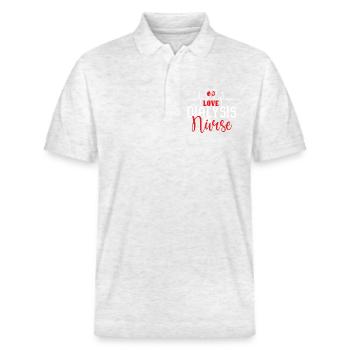 Love Dialysis Nurse Heartbeat - Stanley/Stella Unisex Organic Polo Shirt PREPSTER - heather white - Front - Roxy (174cm) & Andy (188cm)