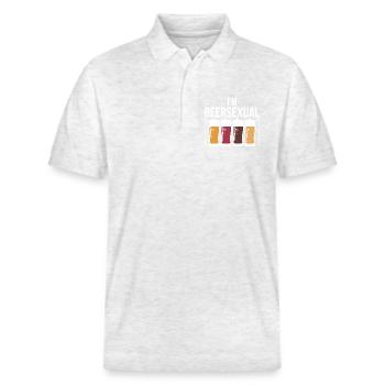 I'm Beersexual Funny Beer Drinking Humor Quote - Stanley/Stella Unisex Organic Polo Shirt PREPSTER - heather white - Front - Roxy (174cm) & Andy (188cm)