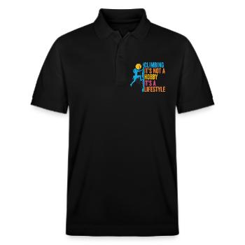 Klettern - es ist kein Hobby. Es ist ein Lebensstil - Stanley/Stella Unisex Bio-Poloshirt PREPSTER - Schwarz - Vorne - Roxy (174cm) & Andy (188cm)