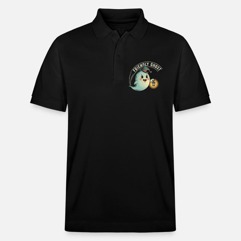 Fantôme amical avec lanterne - Polo PREPSTER bio Stanley/Stella Unisexe - noir