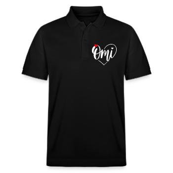 Omi Herzmonogramm mit Herz - Stanley/Stella Unisex Bio-Poloshirt PREPSTER - Schwarz - Vorne - Roxy (174cm) & Andy (188cm)