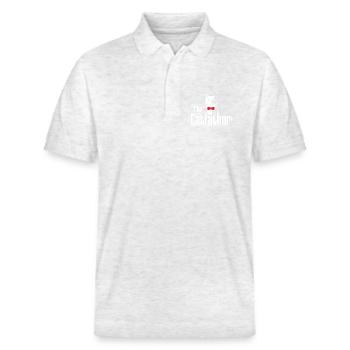 The Catfather - Katzen Design - Stanley/Stella Unisex Bio-Poloshirt PREPSTER - Weiß meliert - Vorne - Roxy (174cm) & Andy (188cm)