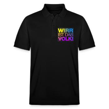 WIRR IST DAS VOLK - Stanley/Stella Unisex Bio-Poloshirt PREPSTER - Schwarz - Vorne - Roxy (174cm) & Andy (188cm)