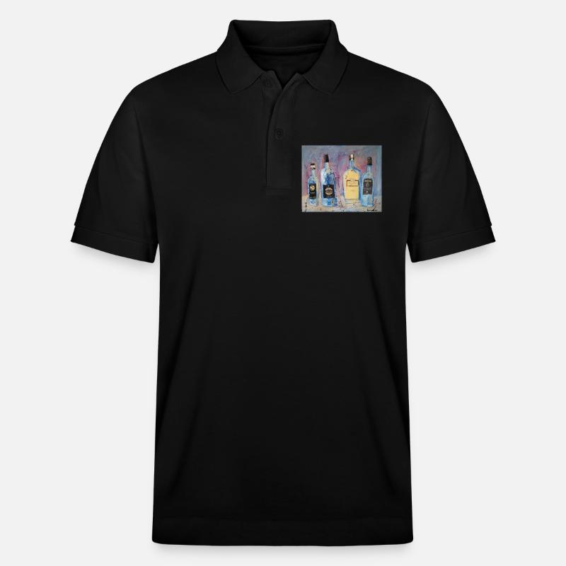 Expressive Weinflaschen vier Freunde - Stanley/Stella Unisex Bio-Poloshirt PREPSTER - Schwarz