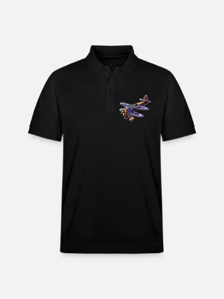 Propeller Plane Comic Look - Stanley/Stella Unisex Organic Polo Shirt PREPSTER - black