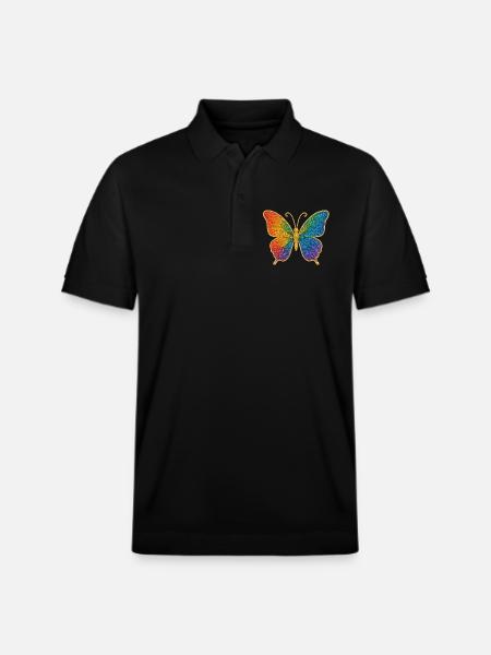 Glitzernder Regenbogen-Schmetterling - Stanley/Stella Unisex Bio-Poloshirt PREPSTER - Schwarz