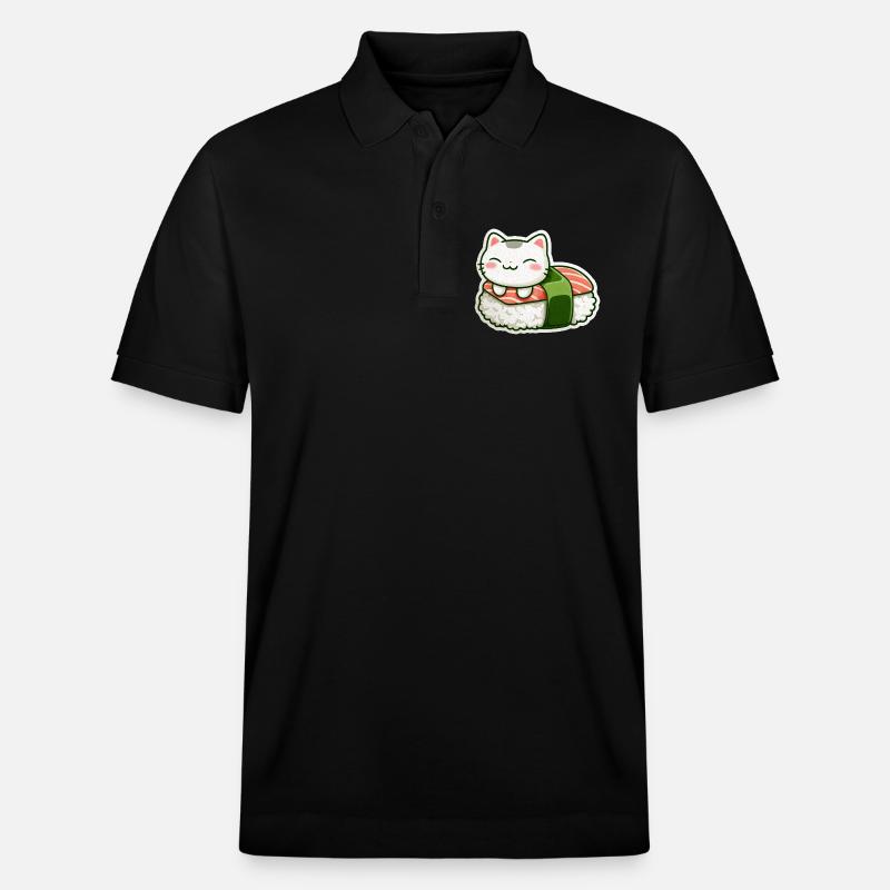 Kawaii Sushi Cat en Roll - Polo PREPSTER bio Stanley/Stella Unisexe - noir