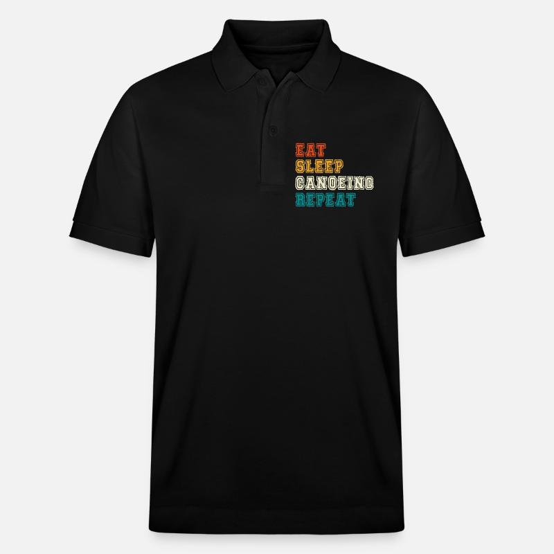 Eat Sleep Canoeing Repeat Farbblock - Stanley/Stella Unisex Bio-Poloshirt PREPSTER - Schwarz