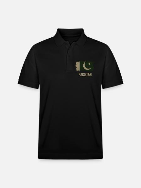 Pakistan Grunge Flag, Pakistani Proud - Stanley/Stella Unisex Organic Polo Shirt PREPSTER - black
