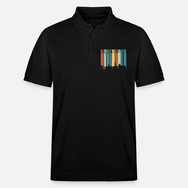 København Neon Skyline Pattern - Polo PREPSTER bio Stanley/Stella Unisexe - noir
