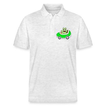Schildkröte Auto - Stanley/Stella Unisex Bio-Poloshirt PREPSTER - Weiß meliert - Vorne - Roxy (174cm) & Andy (188cm)