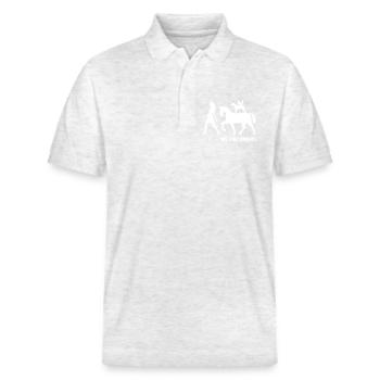 Horse Followers - Stanley/Stella Unisex Organic Polo Shirt PREPSTER - heather white - Front - Roxy (174cm) & Andy (188cm)