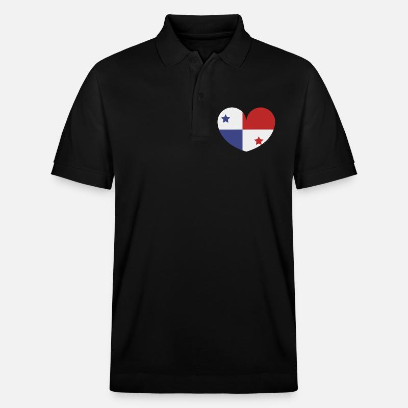 Drapeau du cœur du Panama - Polo PREPSTER bio Stanley/Stella Unisexe - noir