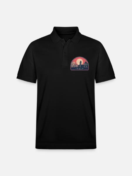 Italy Destinations Sunset Art - Stanley/Stella Unisex Organic Polo Shirt PREPSTER - black