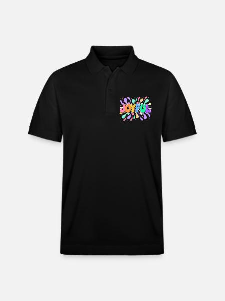 Happy Lettering in bunten Splittern - Stanley/Stella Unisex Bio-Poloshirt PREPSTER - Schwarz