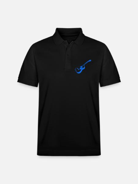 Artful Acoustic Guitar Print - Stanley/Stella Unisex Organic Polo Shirt PREPSTER - black