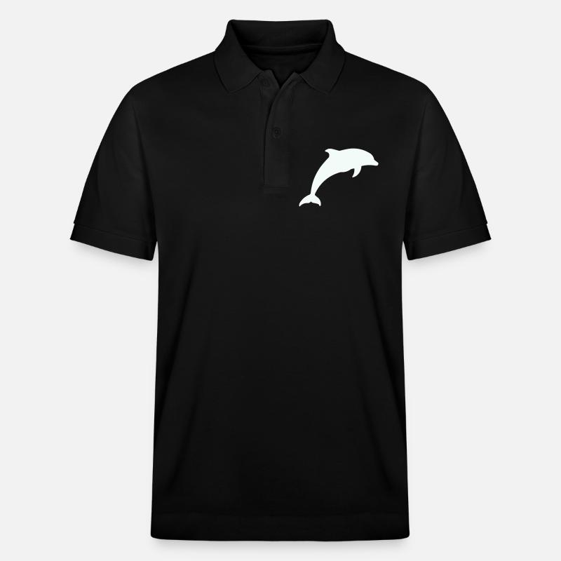 Glowing Dolphin Silhouette - Stanley/Stella Unisex Organic Polo Shirt PREPSTER - black