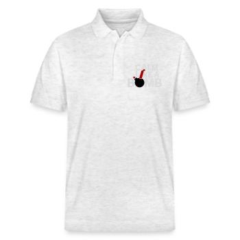 Calme comme une bombe Paradoxe Ironie Humour Blague explosive - Polo PREPSTER bio Stanley/Stella Unisexe - blanc chiné - Devant - Roxy (174cm) & Andy (188cm)