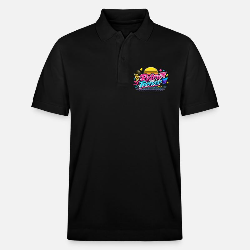 Retro Forever Neon 80er Vibe - Stanley/Stella Unisex Bio-Poloshirt PREPSTER - Schwarz