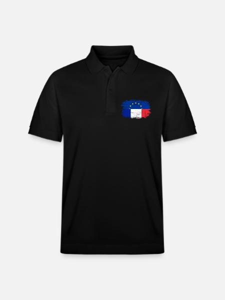 Brushstroke EU France Flag Mashup - Stanley/Stella Unisex Organic Polo Shirt PREPSTER - black