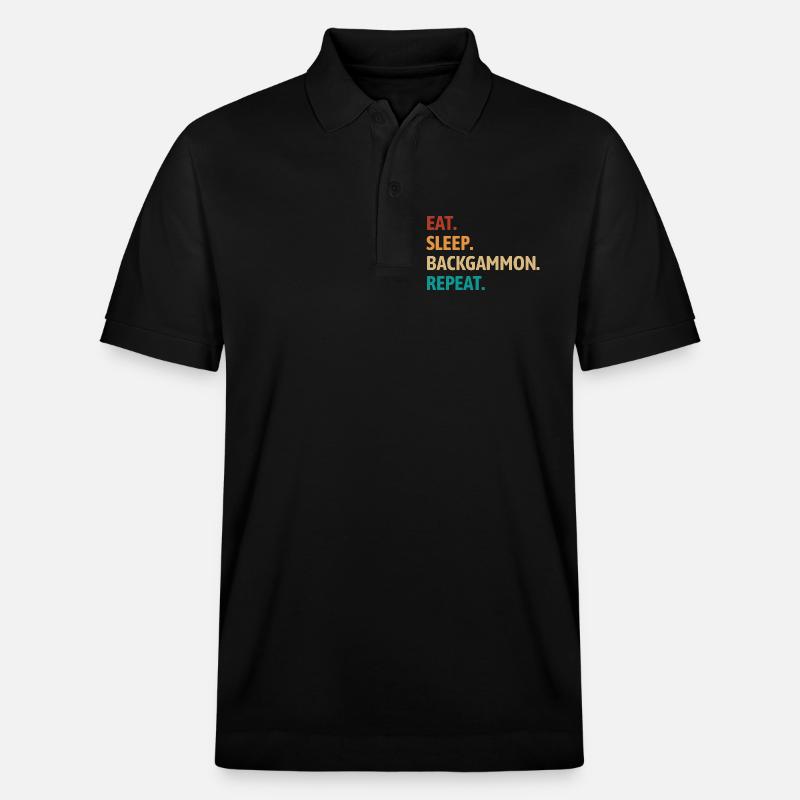 Eat Sleep Backgammon Repeat | Board Game - Stanley/Stella Unisex Organic Polo Shirt PREPSTER - black