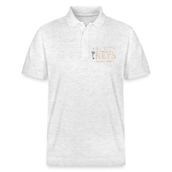 Not Your Keys – Bitcoin Wallet Saying - Stanley/Stella Unisex Organic Polo Shirt PREPSTER - heather white - Front - Roxy (174cm) & Andy (188cm)