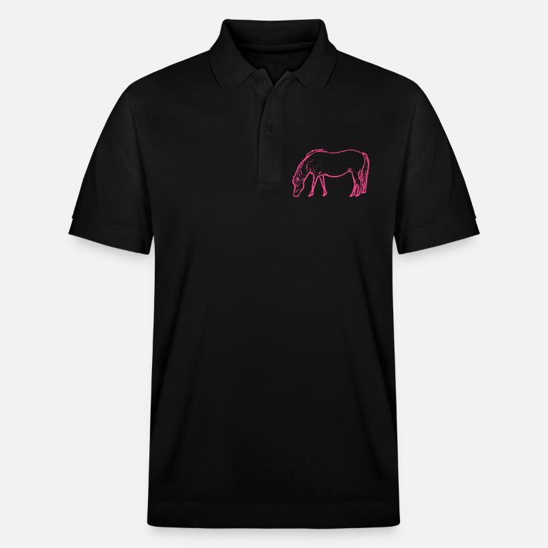 Pferd rosa pink - Stanley/Stella Unisex Bio-Poloshirt PREPSTER - Schwarz