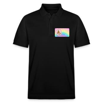 Pferd mit Blumen und Glitter Regenbogen  - Stanley/Stella Unisex Bio-Poloshirt PREPSTER - Schwarz - Vorne - Roxy (174cm) & Andy (188cm)