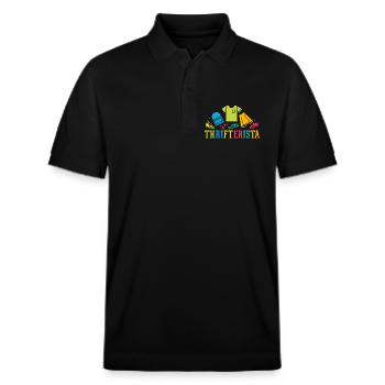 Thrift Shopper Thrifterista Thrift Store - Stanley/Stella Unisex Organic Polo Shirt PREPSTER - black - Front - Roxy (174cm) & Andy (188cm)