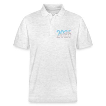 Awesome_grandpa_since_2026 - Stanley/Stella Unisex Organic Polo Shirt PREPSTER - heather white - Front - Roxy (174cm) & Andy (188cm)