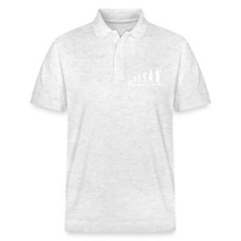 Entwicklung vom Kind zum Maler - Stanley/Stella Unisex Bio-Poloshirt PREPSTER - Weiß meliert - Vorne - Roxy (174cm) & Andy (188cm)